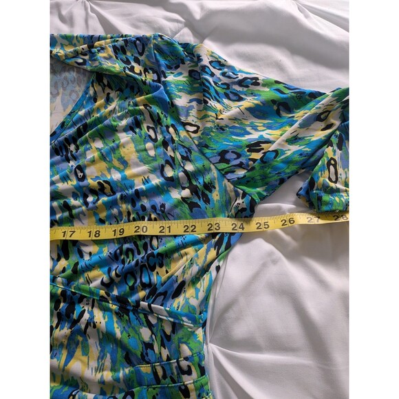 Just My Size Top Women 2X Blouse Surplice V-neck Multicolor Stretch Animal Print - Picture 12 of 14
